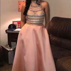 Blush two piece prom dress